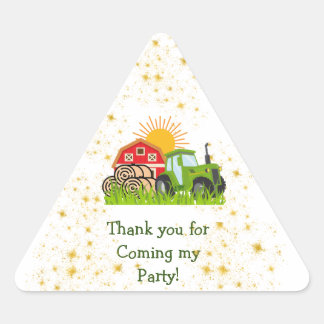 Sticker Triangulaire Tracteur Vert | Anniversaire Thème Garçons Triangl