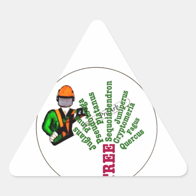Sticker Triangulaire Tree Surgeon Arborist at work present Chainsaw (Devant)