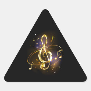 Sticker Triangulaire Trèfle à trois feuilles en or Musique