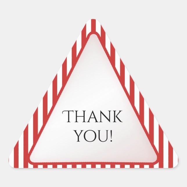 Sticker Triangulaire Triangle géométrique en bande rouge/blanche Merci (Devant)