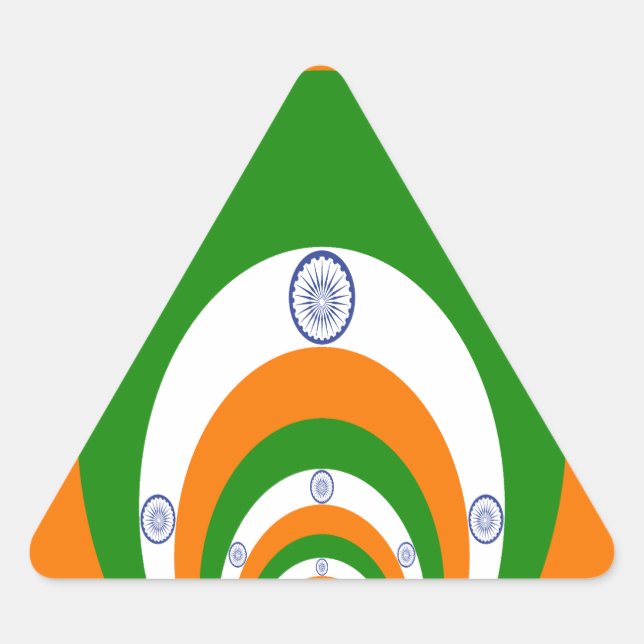 Sticker Triangulaire Tricolor d'un safran très profond, blanc VERT (Devant)
