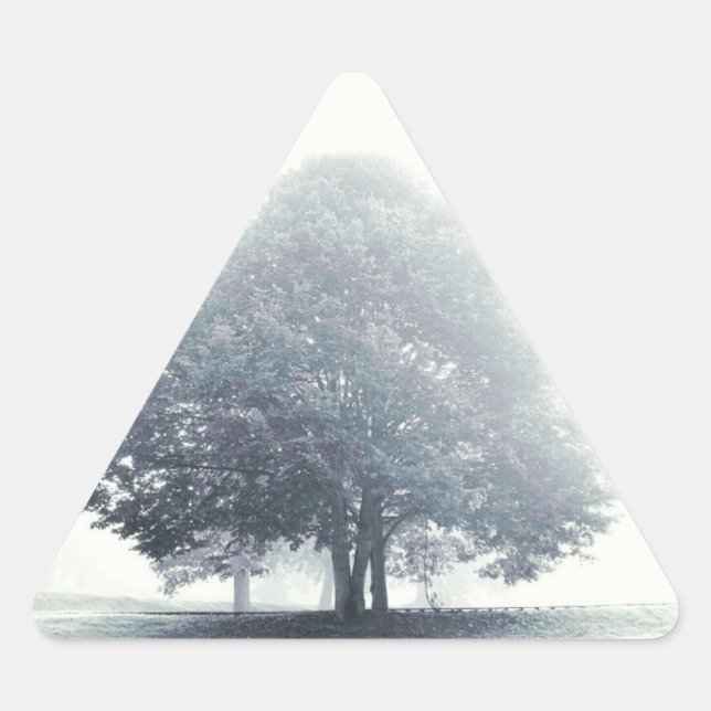 Sticker Triangulaire Un arbre dans le brouillard (Devant)