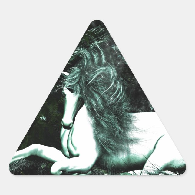 Sticker Triangulaire Unicorne dans les bois profonds (Devant)