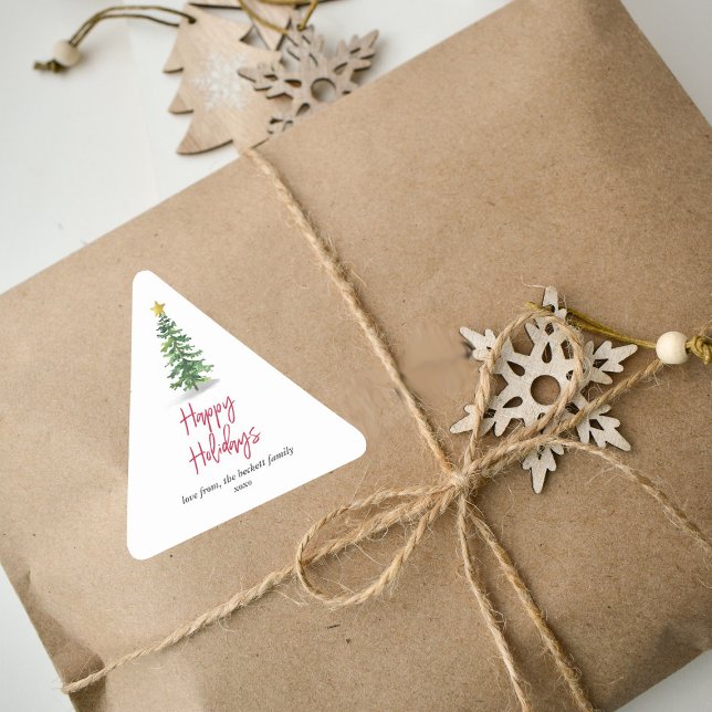 Sticker Triangulaire Vacances de Noël Arbre à Pins d'Eau (Créateur téléchargé)