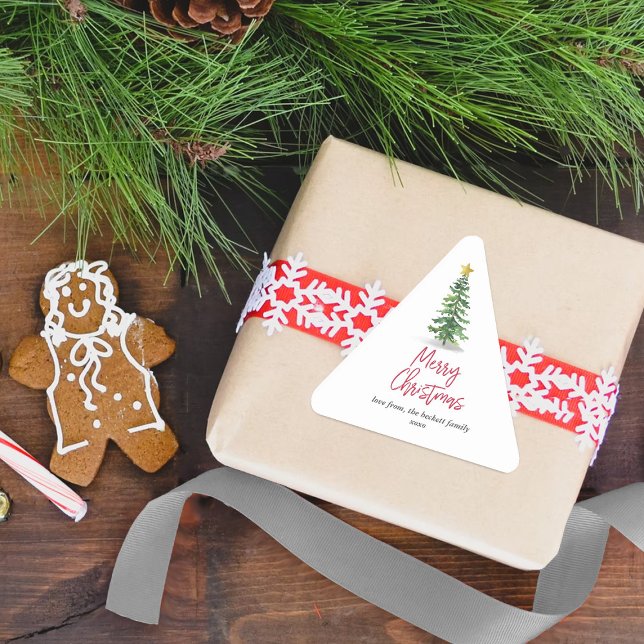 Sticker Triangulaire Vacances de Noël Arbre à Pins d'Eau (Créateur téléchargé)