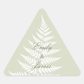 Sticker Triangulaire Vert sauge clair Fougère blanche délicate Botaniqu