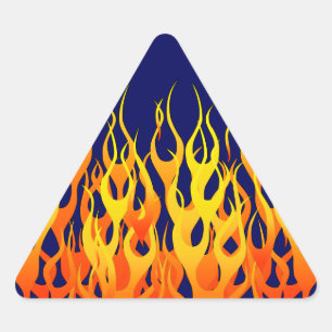 Sticker Triangulaire Vibrant Racing Flames on Navy Blue