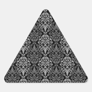 Sticker Triangulaire Victorian Black Grey Vintage Damask Lace Motif