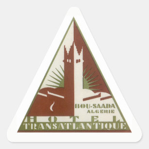 Sticker Triangulaire Vintage voyage, Hôtel Trans Atlantique, Algérie