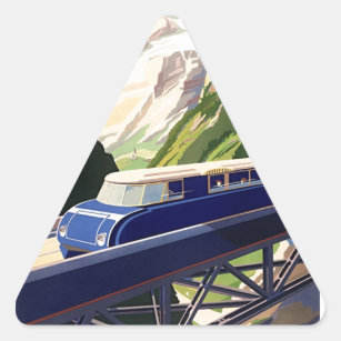 Sticker Triangulaire Voyage ferroviaire en Europe vintage