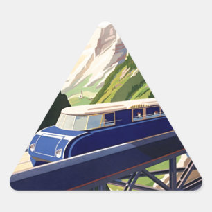 Sticker Triangulaire Voyage ferroviaire en Europe vintage