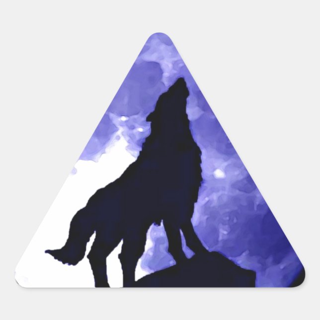 Sticker Triangulaire Wolf Silhouette & Pleine lune (Devant)