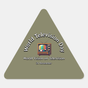 Sticker Triangulaire World Vision on Television. Journée de la télévisi