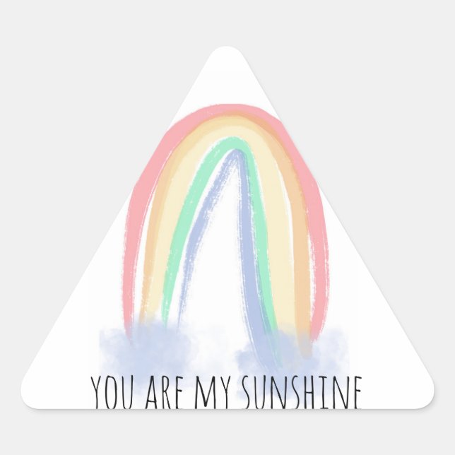 Sticker Triangulaire You are my sunshine watercolor painted rainbow (Devant)