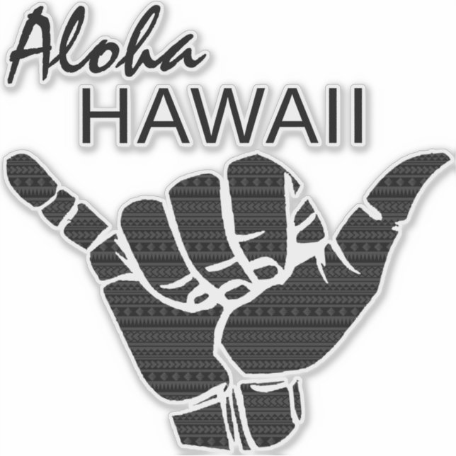 Sticker TRIBAL SHAKA (HANG LOOSE) - ALOHA HAWAII Blk (Devant)