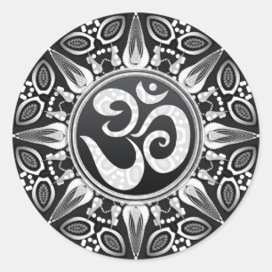 Sticker Tribal Sun Noir+Blanc Om Goa New Age