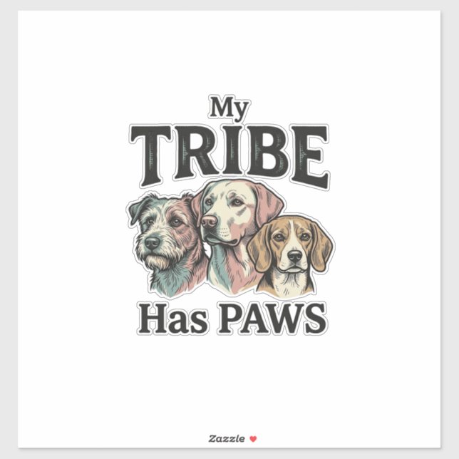 Sticker Tribu de chiens a des pattes dessin de gravure vin (Feuille)