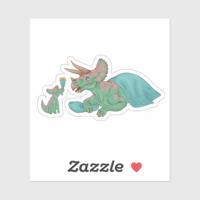 Sticker Tricératops mère et bébé (Feuille)