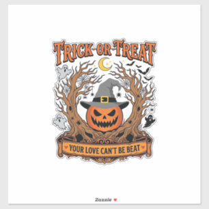 Sticker Trick Or Treat Halloween Citrouille Sorcière Chape
