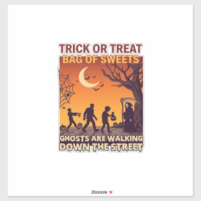 Sticker Trick Or Treat Halloween Zombies Grim Reaper Citro (Feuille)