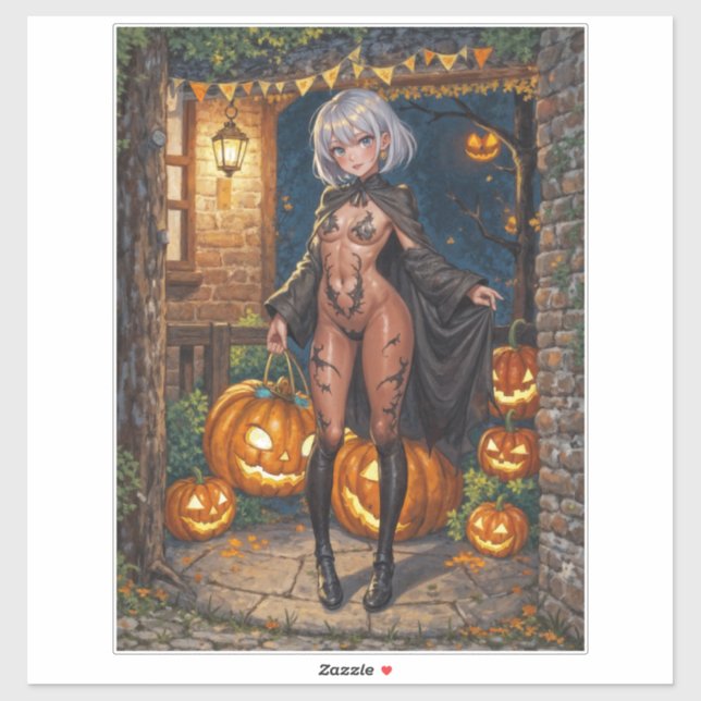 Sticker Trick ou le traitement, Brave Halloween Costume Gi (Feuille)