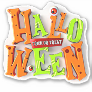 Sticker Trick ou traitement d'Halloween, effet blocs 3D,