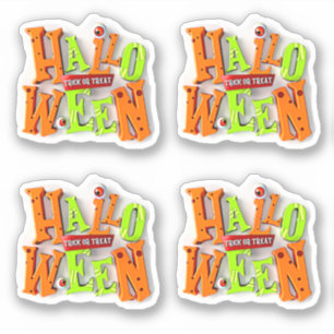 Sticker Trick ou traitement d'Halloween, effet blocs 3D,