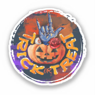 Sticker Trick ou traitement - Jack-o'-lanterne avec Rose r