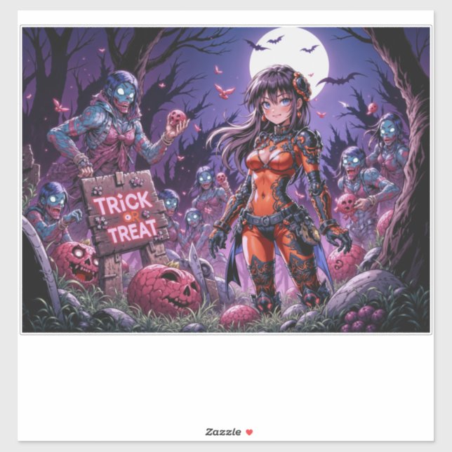 Sticker Trick ou traiter Halloween Zombies distribuer le c (Feuille)