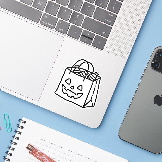 Sticker Trick ou traiter sac doodle (Ordinateur portable avec iPhone)