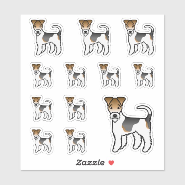 Sticker Tricolor Wire Fox Terrier mignon Chiens de dessin (Feuille)