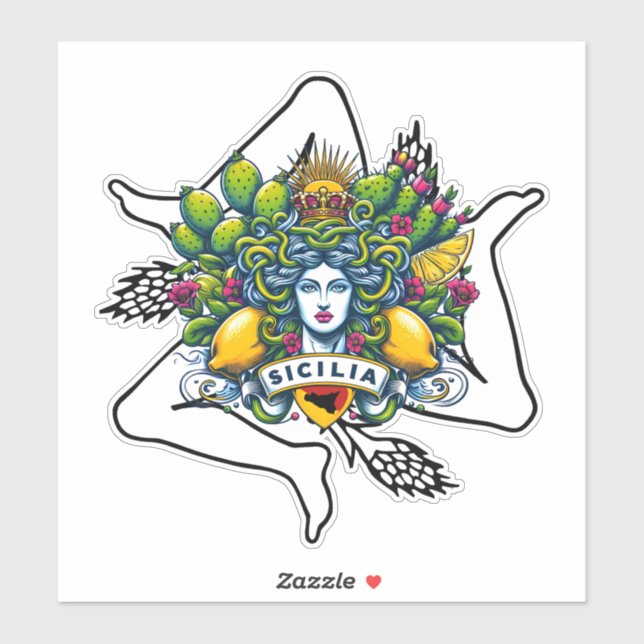 Sticker Trinacria sicilienne (Feuille)