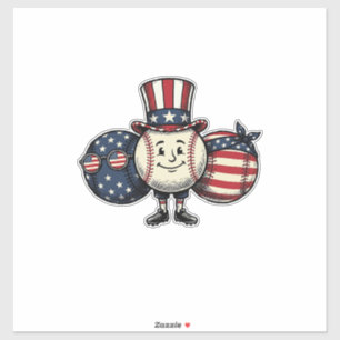 Sticker Trio de baseball patriotique Vintage Vector Shirt_