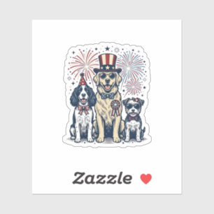 Sticker Trio de chiens patriotiques Design de t-shirt avec