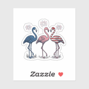 Sticker Trio de flamants patriotiques dessin de gravure vi