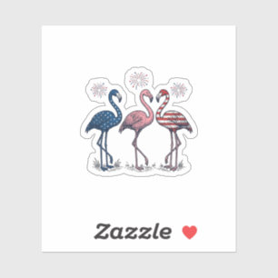Sticker Trio de flamants patriotiques dessin de gravure vi
