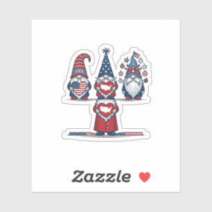 Sticker Trio de gnomes patriotiques dessin vectoriel vinta