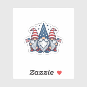 Sticker Trio de gnomes patriotiques dessin vectoriel vinta
