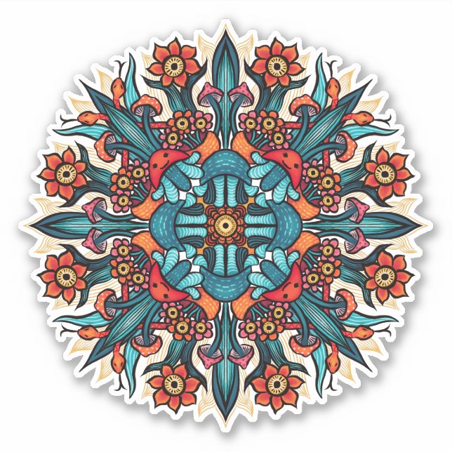 Sticker Trippy hippie psychédélique champignon super bizar (Devant)