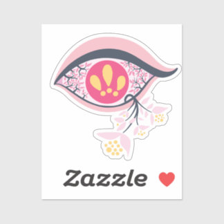 Sticker Trippy Oeil rose floral psychédélique