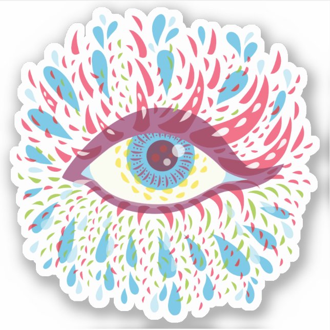 Sticker Trippy Oye Psychedelic Art (Devant)