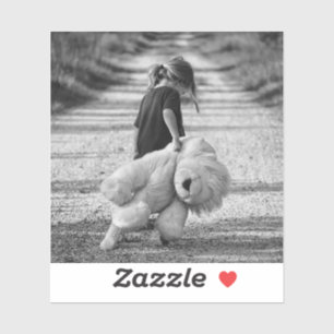 Sticker triste fille marchant avec l'ours