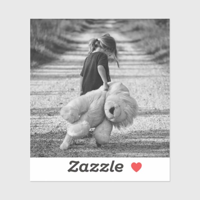 Sticker triste fille marchant avec l'ours (Feuille)