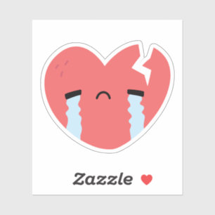 Sticker Triste Pleure Fracture Coeur Visage Emoji