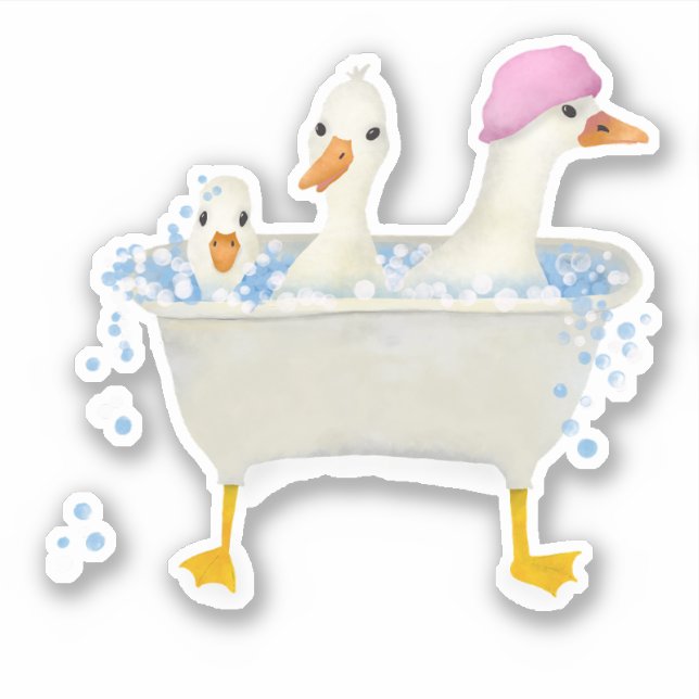 Sticker Trois canards dans une baignoire pétillante (Devant)