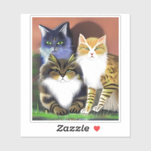 Sticker Trois chats avec une attitude