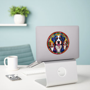 Sticker Trois chiens adorables portrait de style vitrail