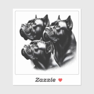 Sticker Trois chiens attentifs regardant vers le haut en n