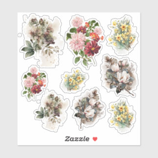 Sticker Trois fleurs différentes Feuille d'autocollant