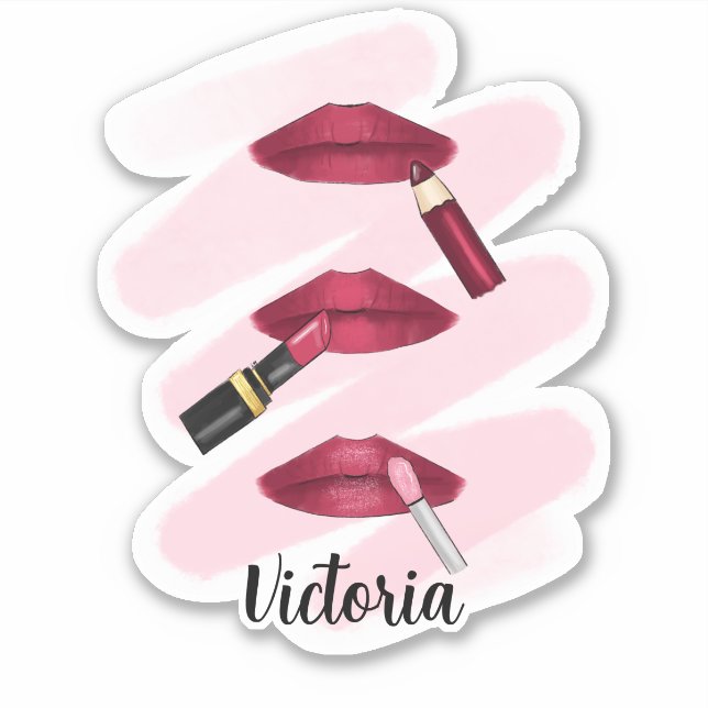 Sticker Trois lèvres en Magenta - Trio Lip Produit Art (Devant)